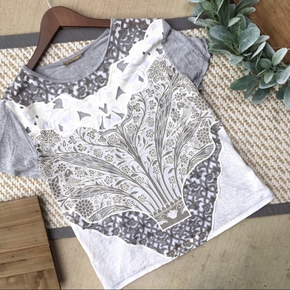 Zara Basic Collection Grey Top with Burnout Detail